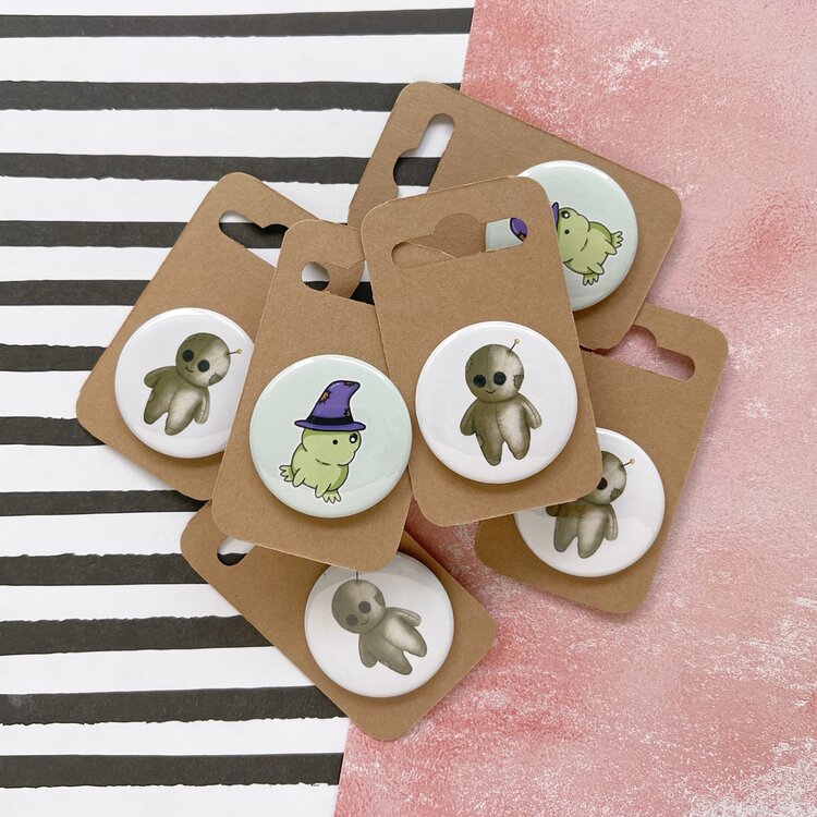 Voodoo Doll / Halloween Frog Buttons