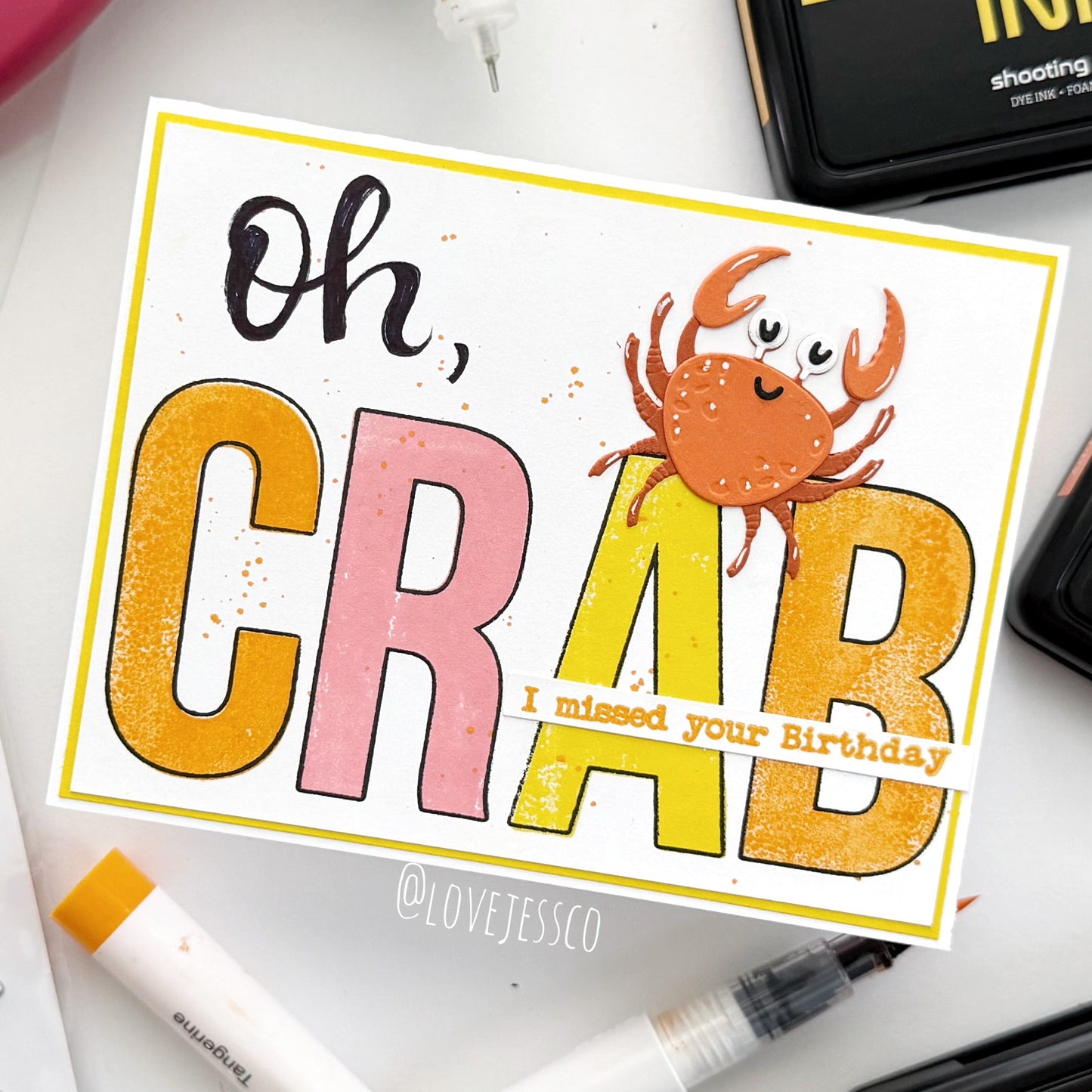 Oh, Crab I Missed Your Birthday Handmade Greeting Card