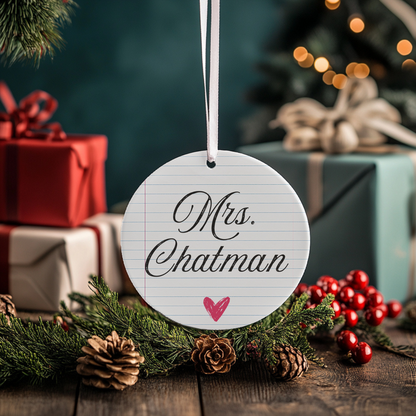 Personalized Teacher Christmas Ornament
