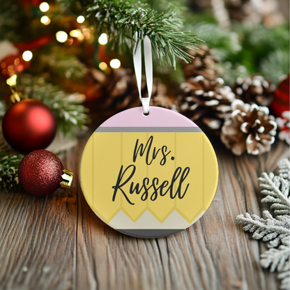 Personalized Teacher Pencil Christmas Ornament