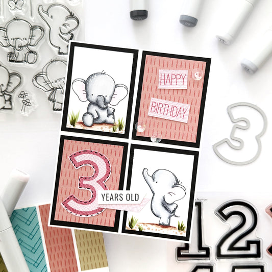 Happy 3rd Birthday Elephant Handmade Card