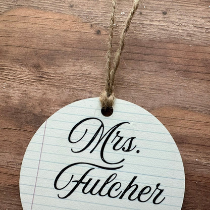 Personalized Teacher Christmas Ornament