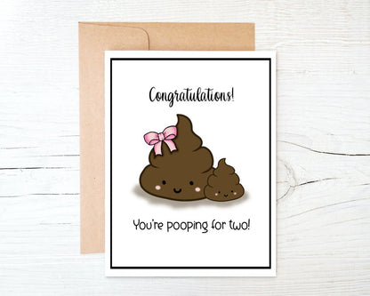 Pooping for Two Pregnancy Greeting Card