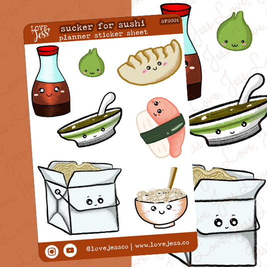 Sucker for Sushi Planner Sticker Sheet