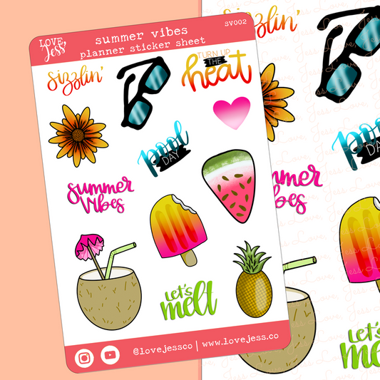 Summer Vibes Planner Sticker Sheet