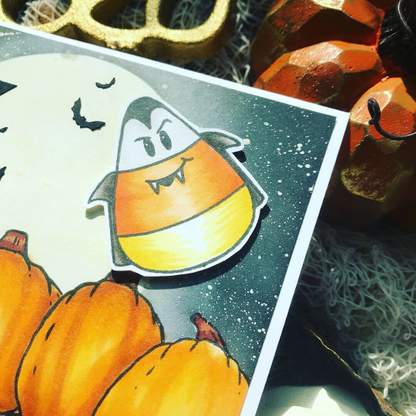 Bite Me Candy Corn Vampire Halloween Greeting Card