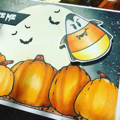 Bite Me Candy Corn Vampire Halloween Greeting Card