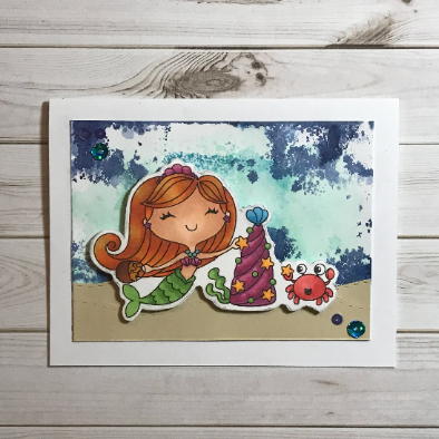 Mermaid Christmas Greeting Card